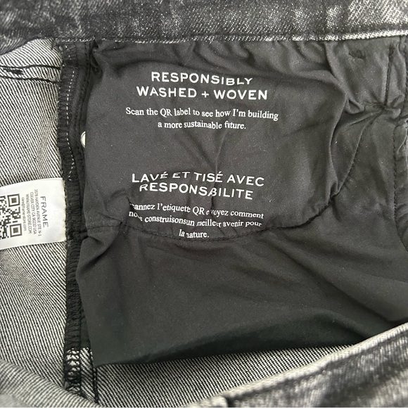 FRAME Le Garçon Cropped Jeans Sz 8 Black Distressed - Picture 8 of 10